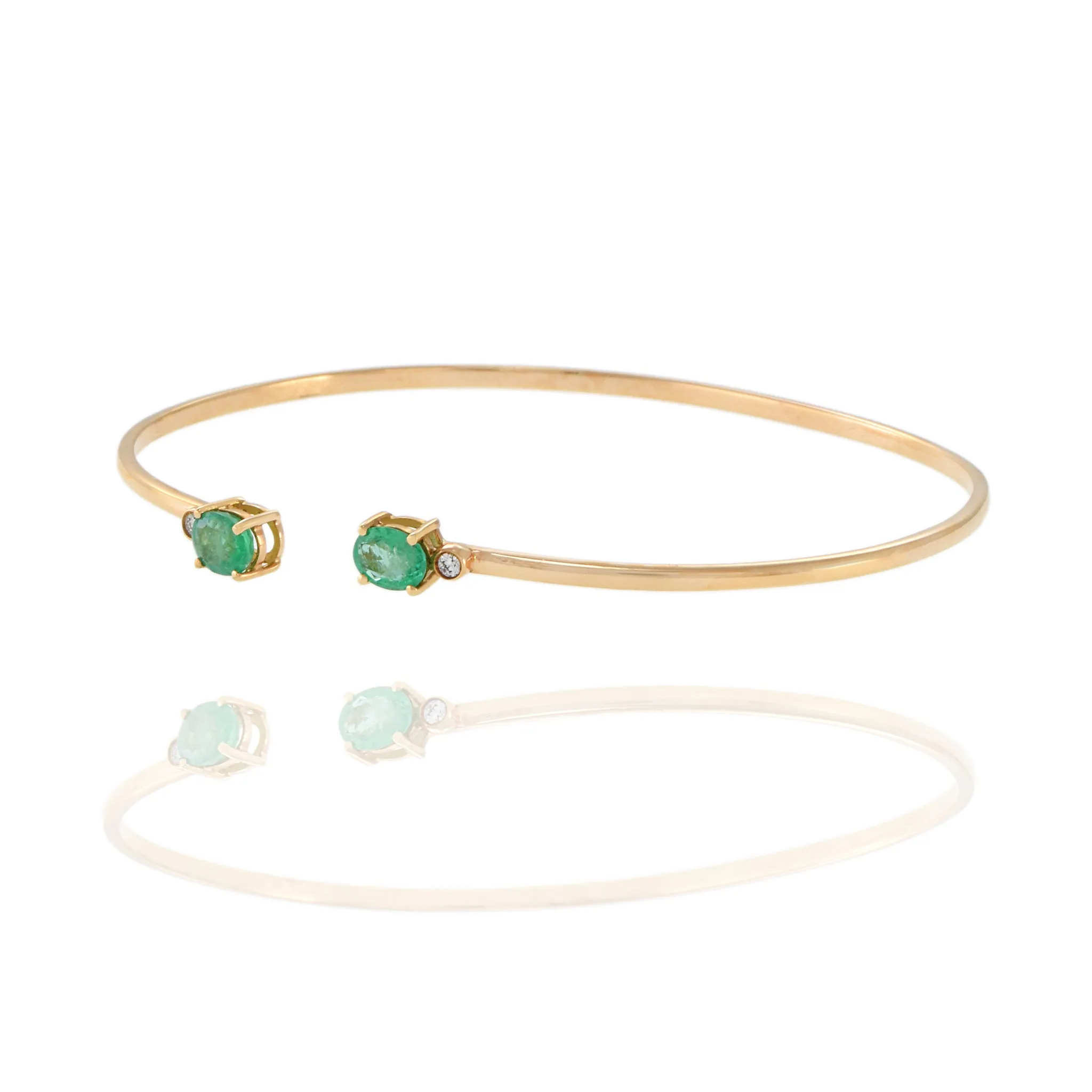 18KT Rose Gold Emerald And Diamond Bangle