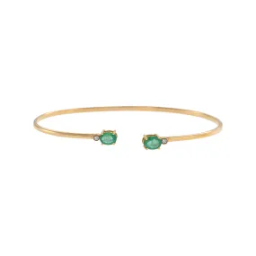 18KT Rose Gold Emerald And Diamond Bangle