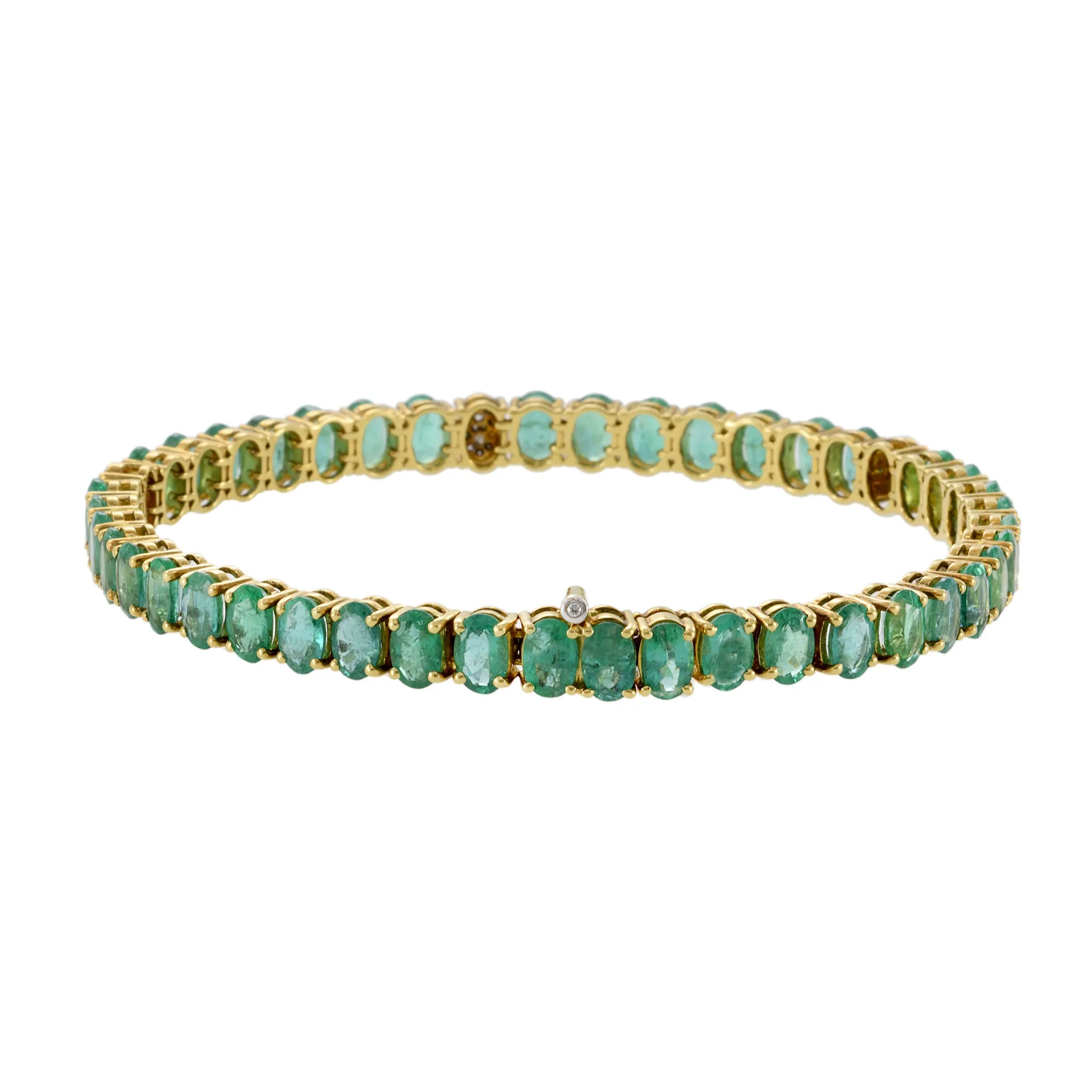 18KT Yellow Gold Diamond And Emerald Bracelet