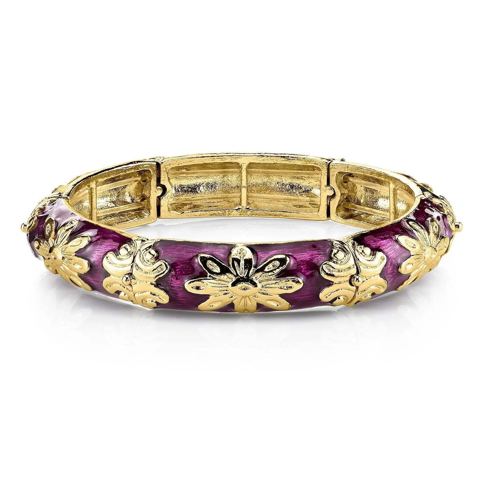 1928 Jewelry Floral Enamel Stretch Bracelet