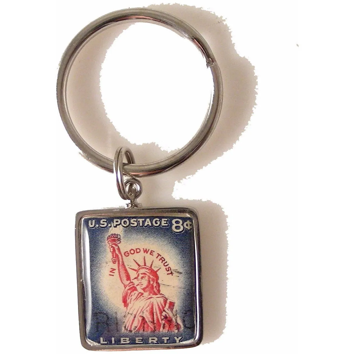 1958 STATUE OF LIBERTY POSTAGE STAMP KEY RING