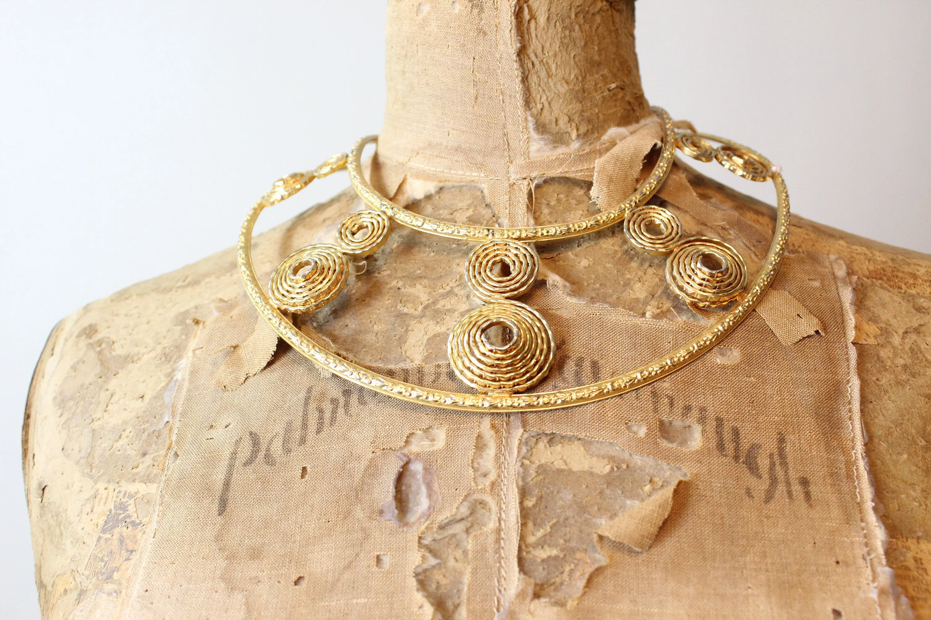 1970s EGYPTIAN gold bib CHOKER MASSIVE necklace | new spring summer