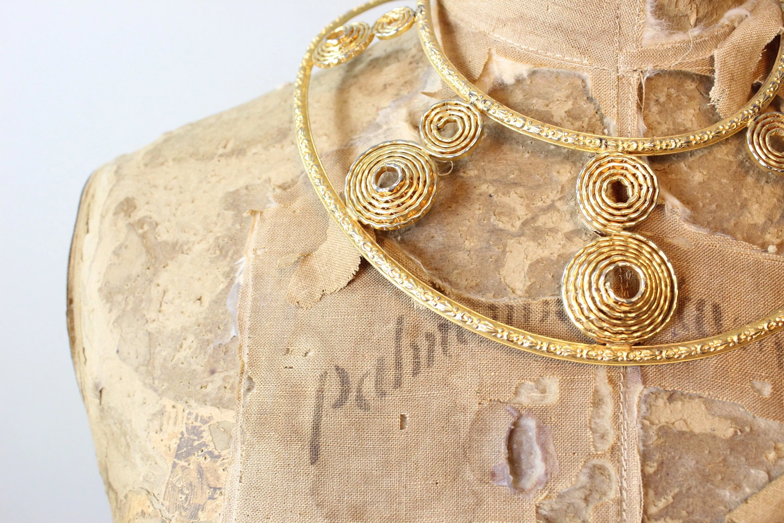 1970s EGYPTIAN gold bib CHOKER MASSIVE necklace | new spring summer