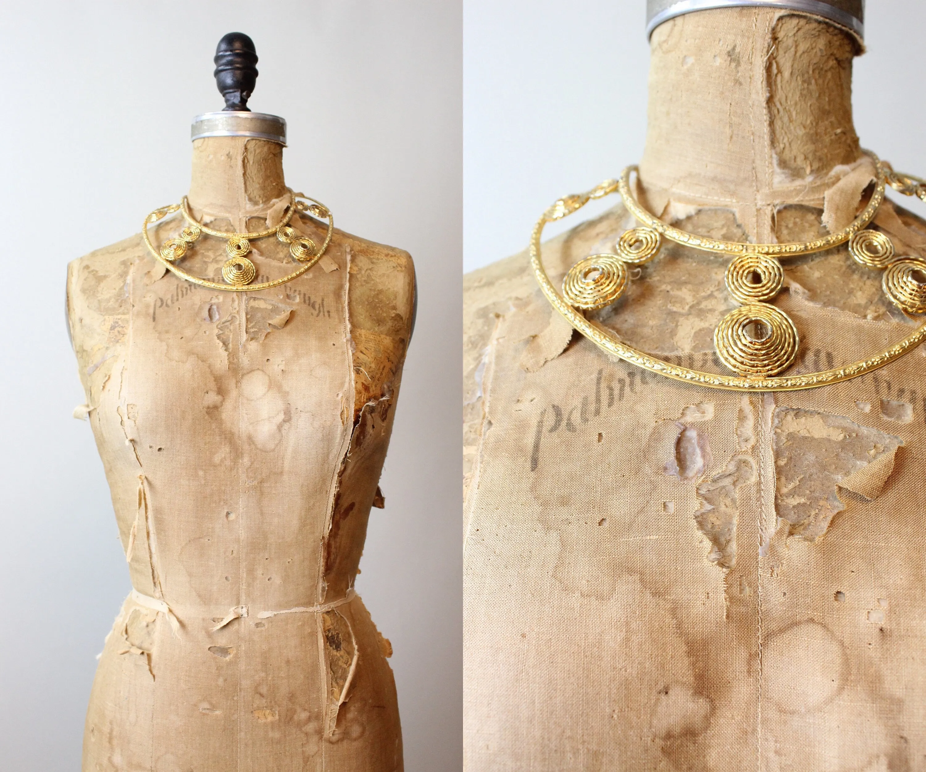 1970s EGYPTIAN gold bib CHOKER MASSIVE necklace | new spring summer