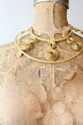 1970s EGYPTIAN gold bib CHOKER MASSIVE necklace | new spring summer