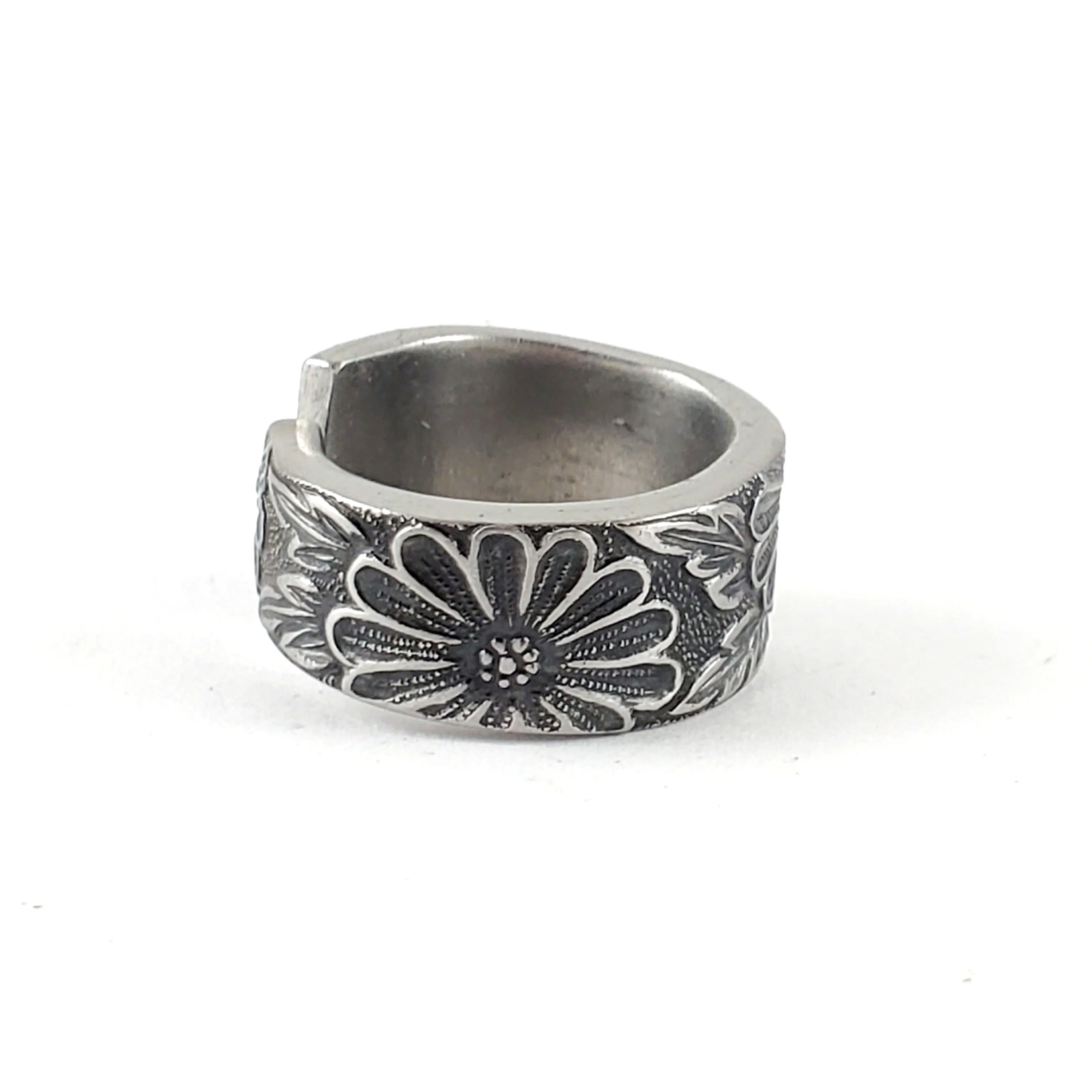 1970's Floral Lifetime Stainless Steel Spoon Ring