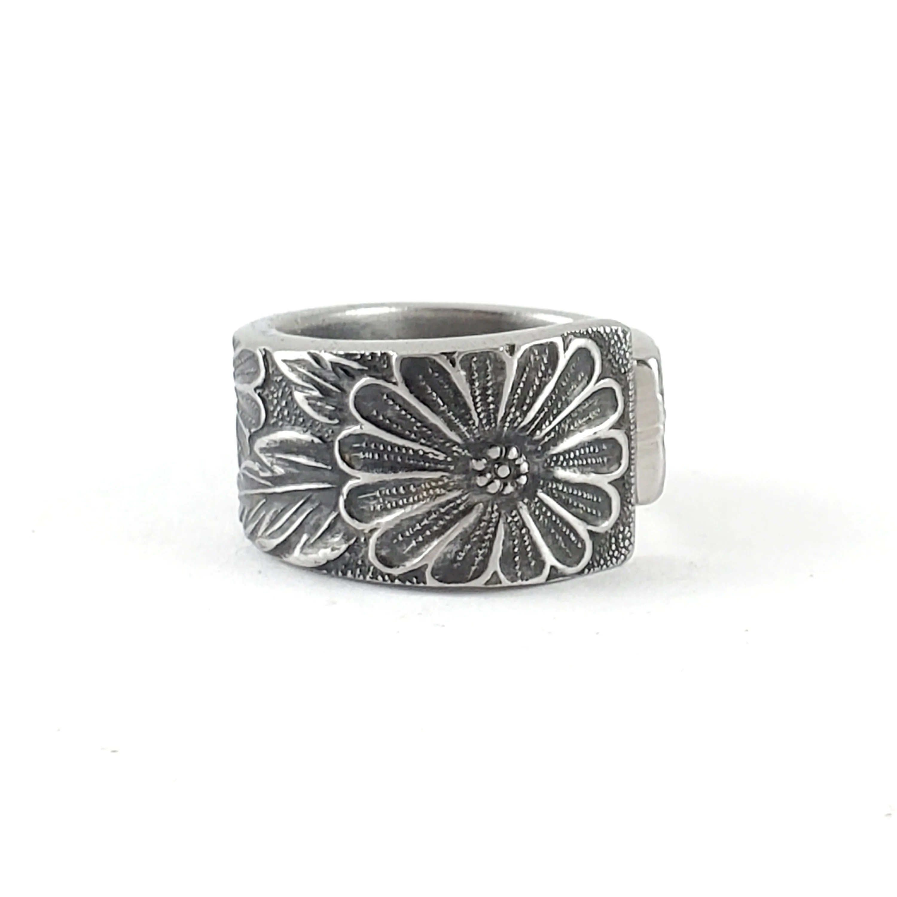 1970's Floral Lifetime Stainless Steel Spoon Ring