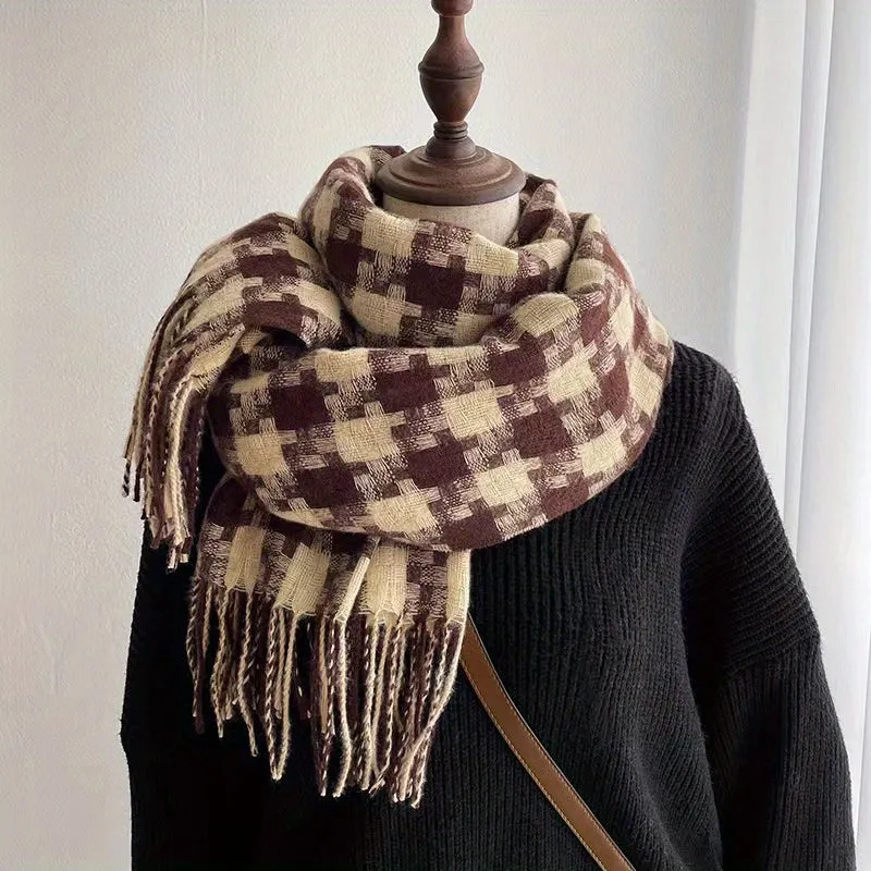 1pc Plaid Scarf For Men And Women, Students Autumn And Winter Gentle Long Scarf Couple Style Warm Neck Scarf