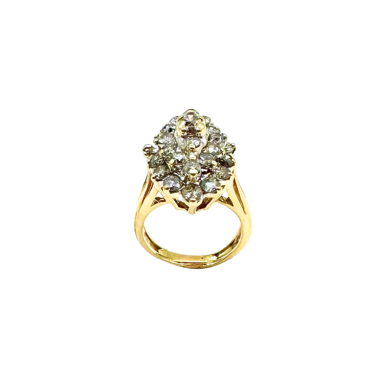 2 ctw Marquise Shaped Diamond Cluster Ring