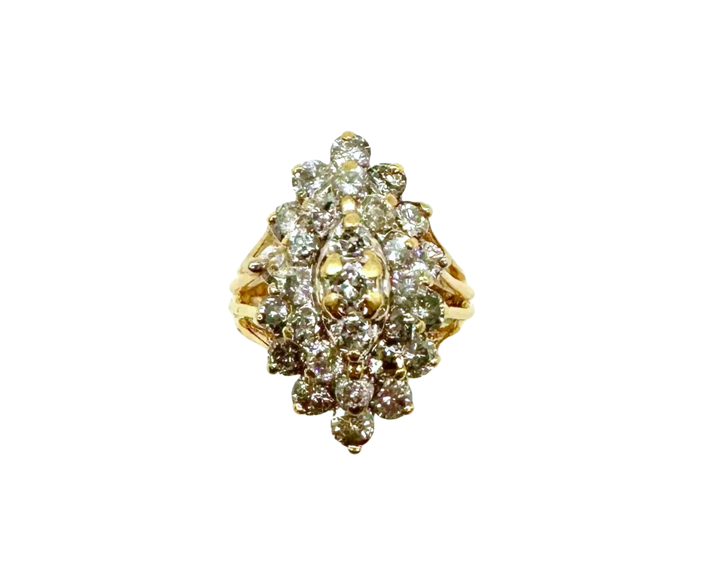 2 ctw Marquise Shaped Diamond Cluster Ring