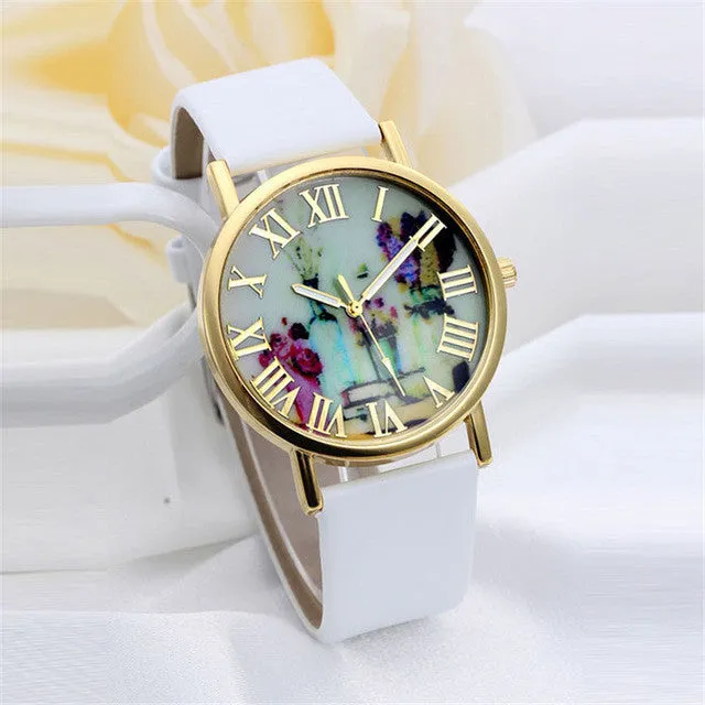 2016 New Brand Fashion Vases Dial Men Dress Quartz Leather Rivets Bracelet Watches Women Crystal Casual Relogio Feminino Watch