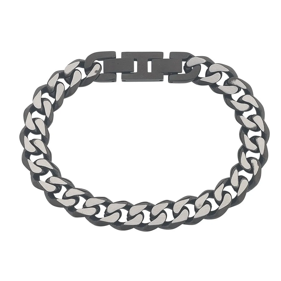 21.5cm Black Curb Link Mens Bracelet in Stainless Steel