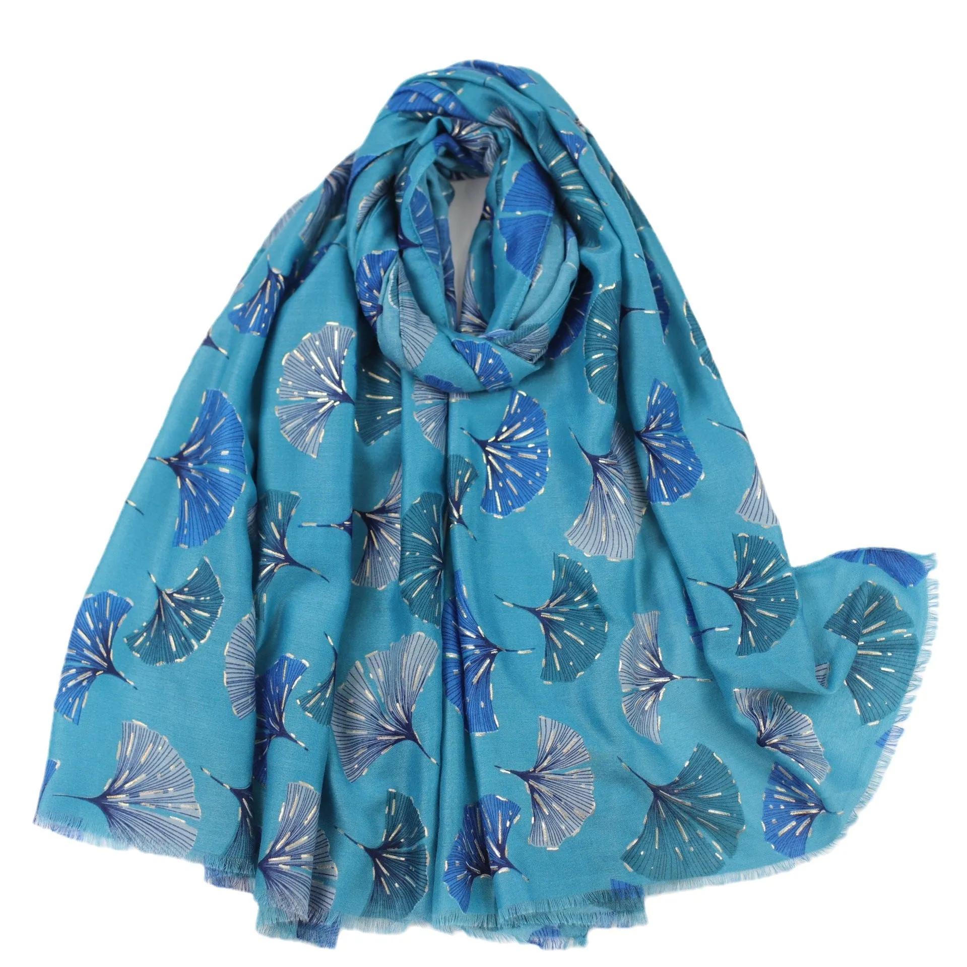 230607 ginkgo leaf printed scarf