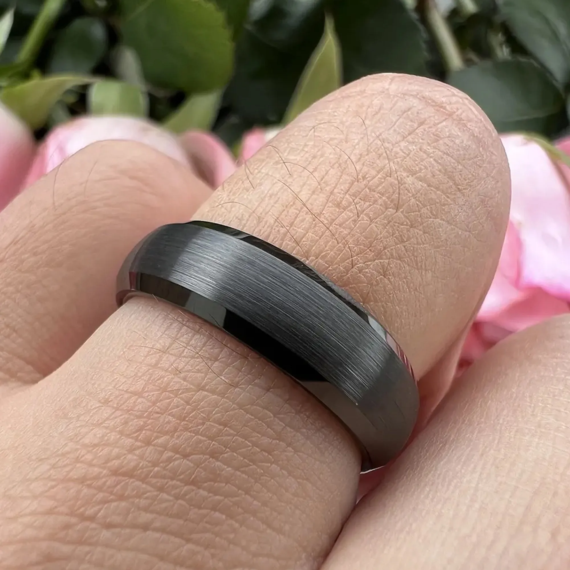 6mm or 8mm Black Tungsten Carbide Ring For Men and Women. Dome Shape, Barrel, Diamond Cut Edge,  Comfort Fit Wedding Band, Pinky, Statement or Thumb RIng (Copy) (Copy)