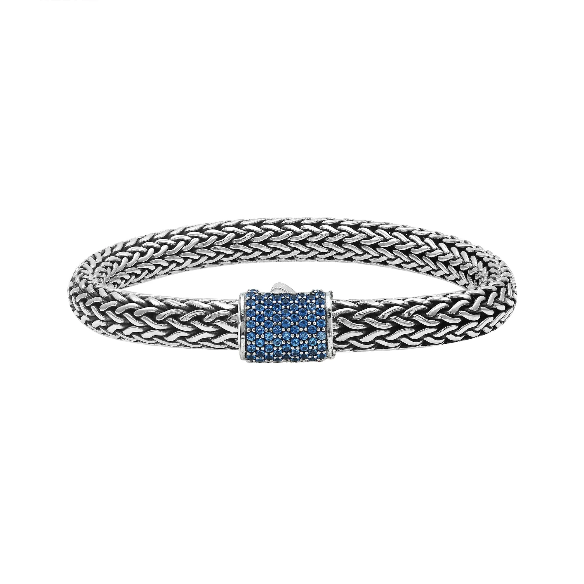 AB-1121-BT Sterling Silver Bracelet With Blue Topaz Q.