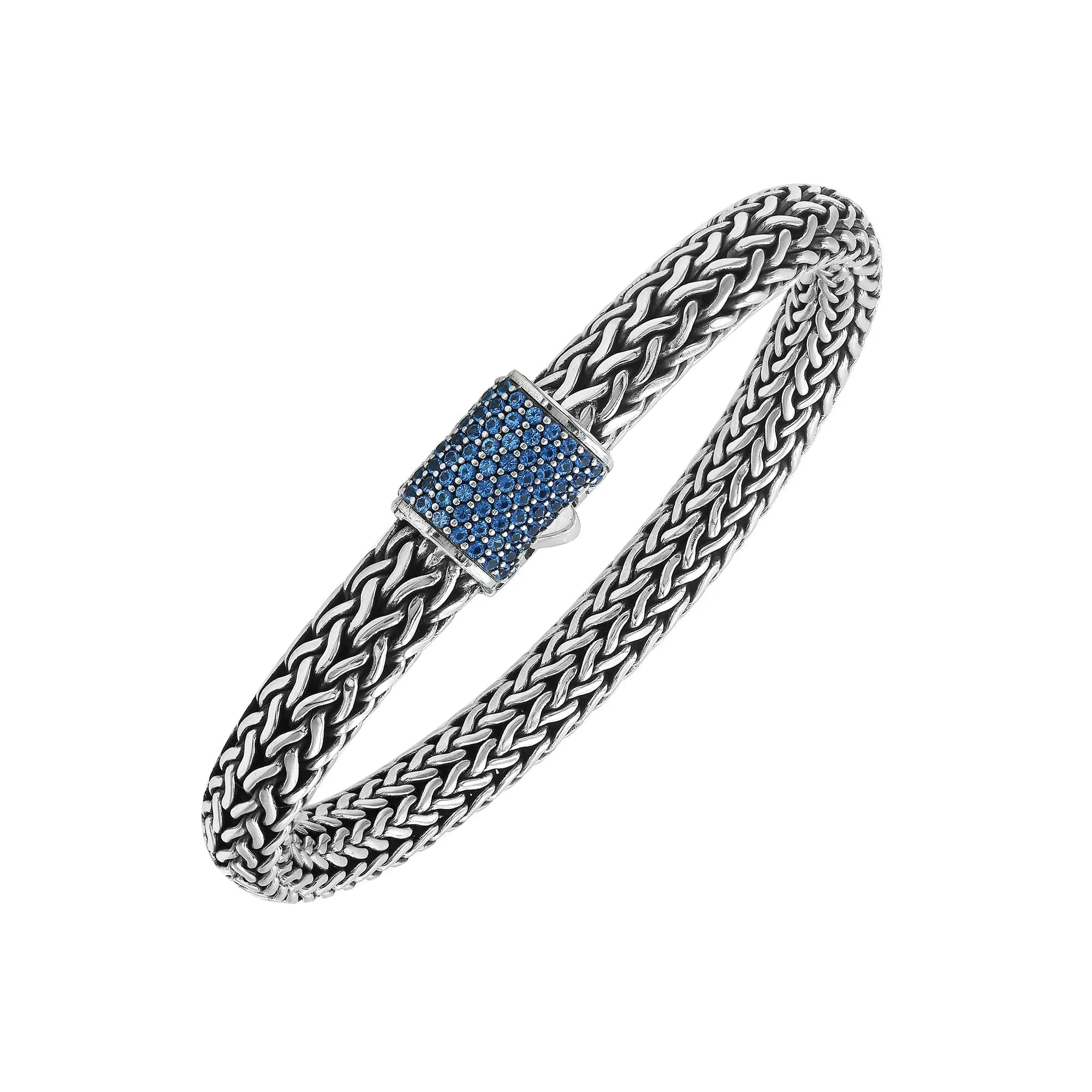 AB-1121-BT Sterling Silver Bracelet With Blue Topaz Q.