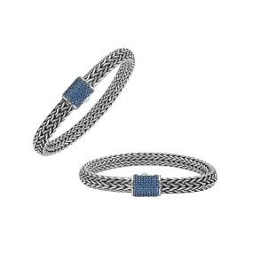 AB-1121-BT Sterling Silver Bracelet With Blue Topaz Q.