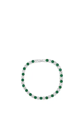 Absolute Silver Emerald Green Square Stone Bracelet, B2023EM