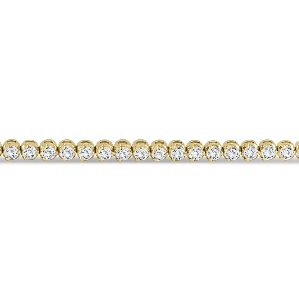 Ags Certified 5 Carat Tw Three Prong Diamond Tennis Bracelet In 14K Yellow Gold (J-K Color, I2-I3 Clarity)