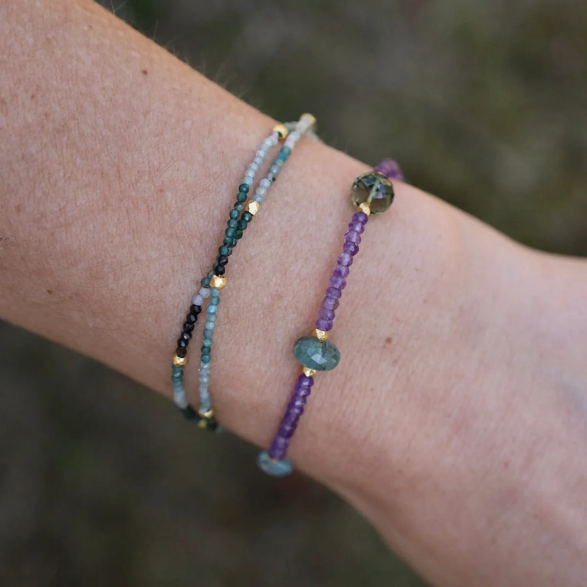 Amethyst, Grandidierite, Quartz, Sky Blue Topaz Bracelet