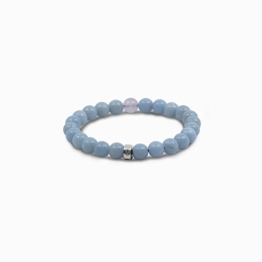 Angelite and Rose Quartz Bead Bracelet