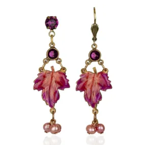 Anne Koplik Orla Pearl and Crystal Sycamore Leaf Earrings