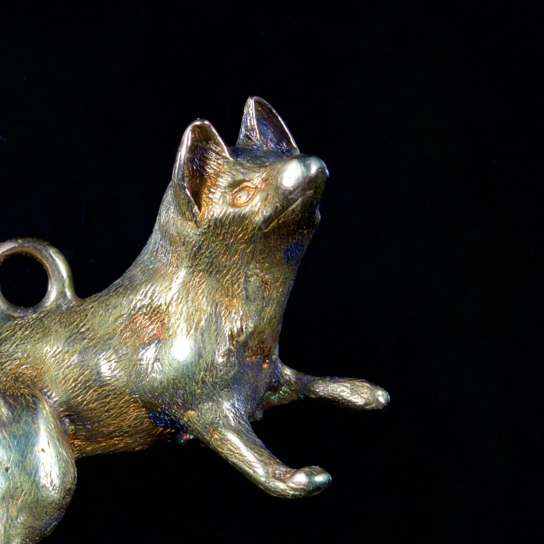 Antique Victorian Fox Pendant Charm 15Ct Gold Circa 1880