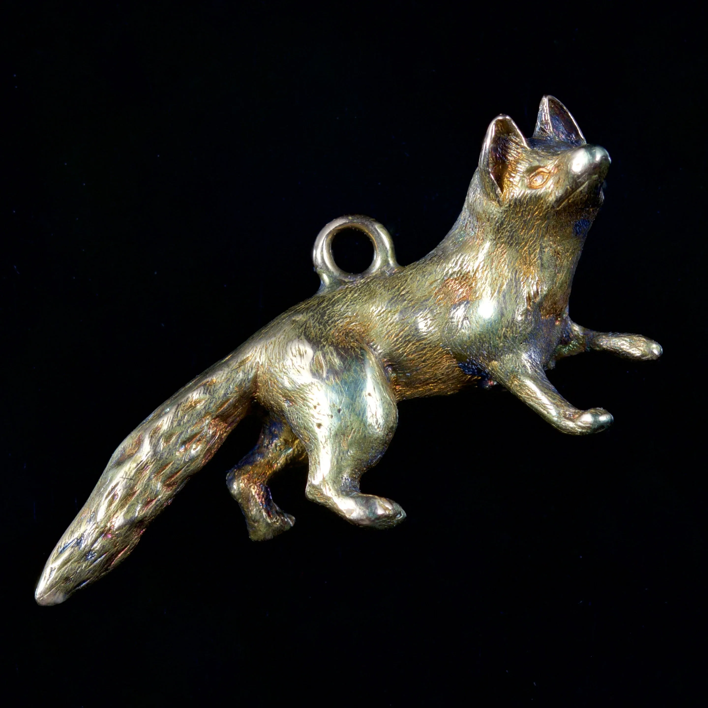 Antique Victorian Fox Pendant Charm 15Ct Gold Circa 1880