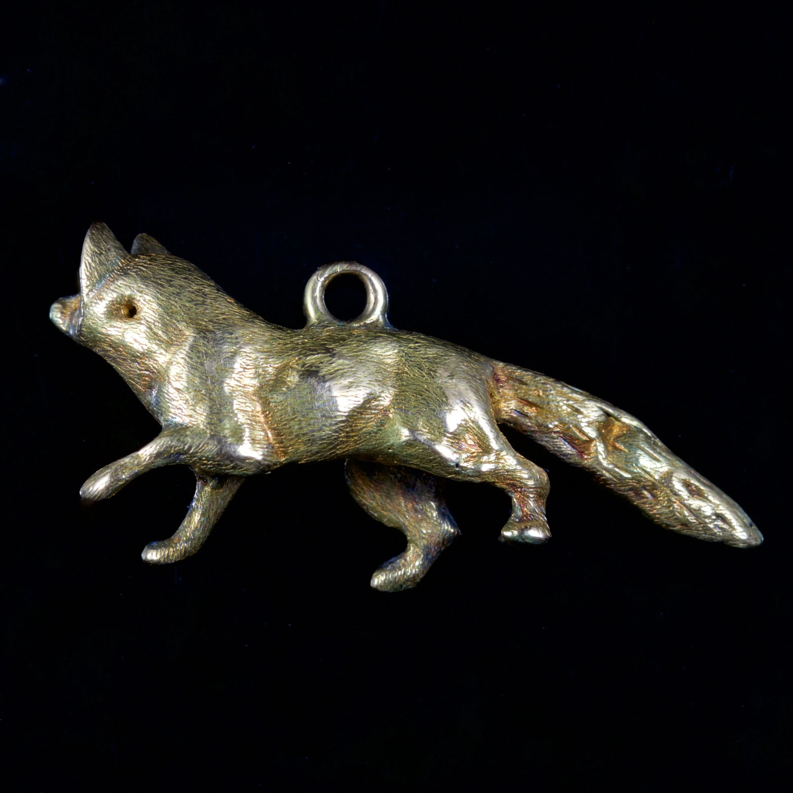 Antique Victorian Fox Pendant Charm 15Ct Gold Circa 1880