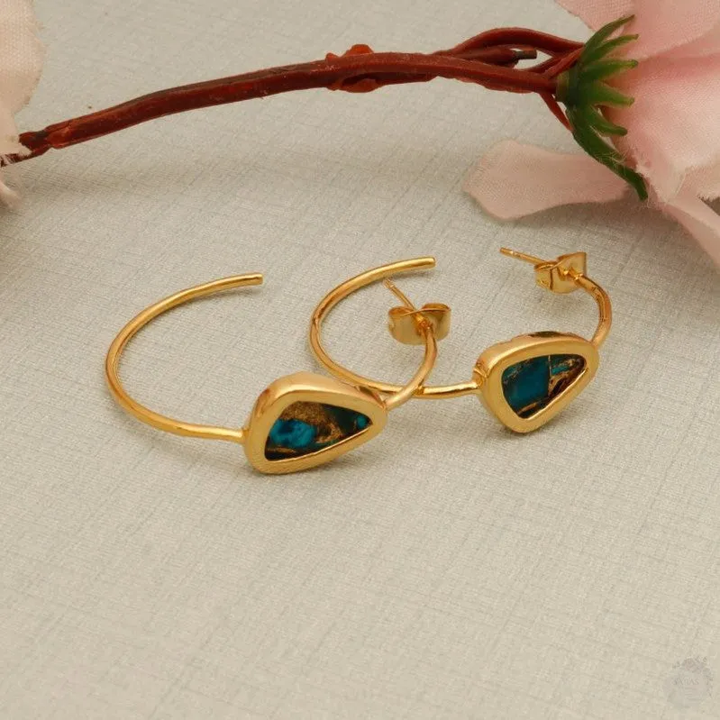 Apatite Jade Copper Mohave Hoop Earring