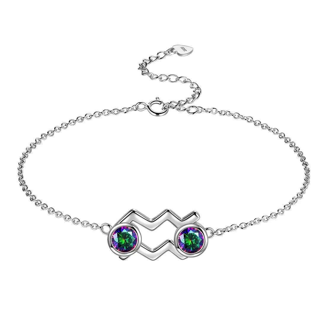 Aquarius Bracelet Women Girls Birthday Jewelry Gift Mystic Topaz Sterling Silver