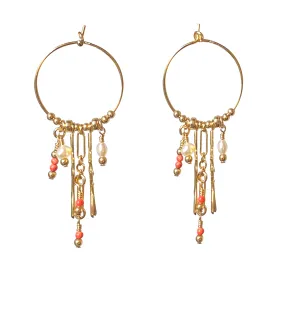 Ariel Hoops ~ Coral & Pearl