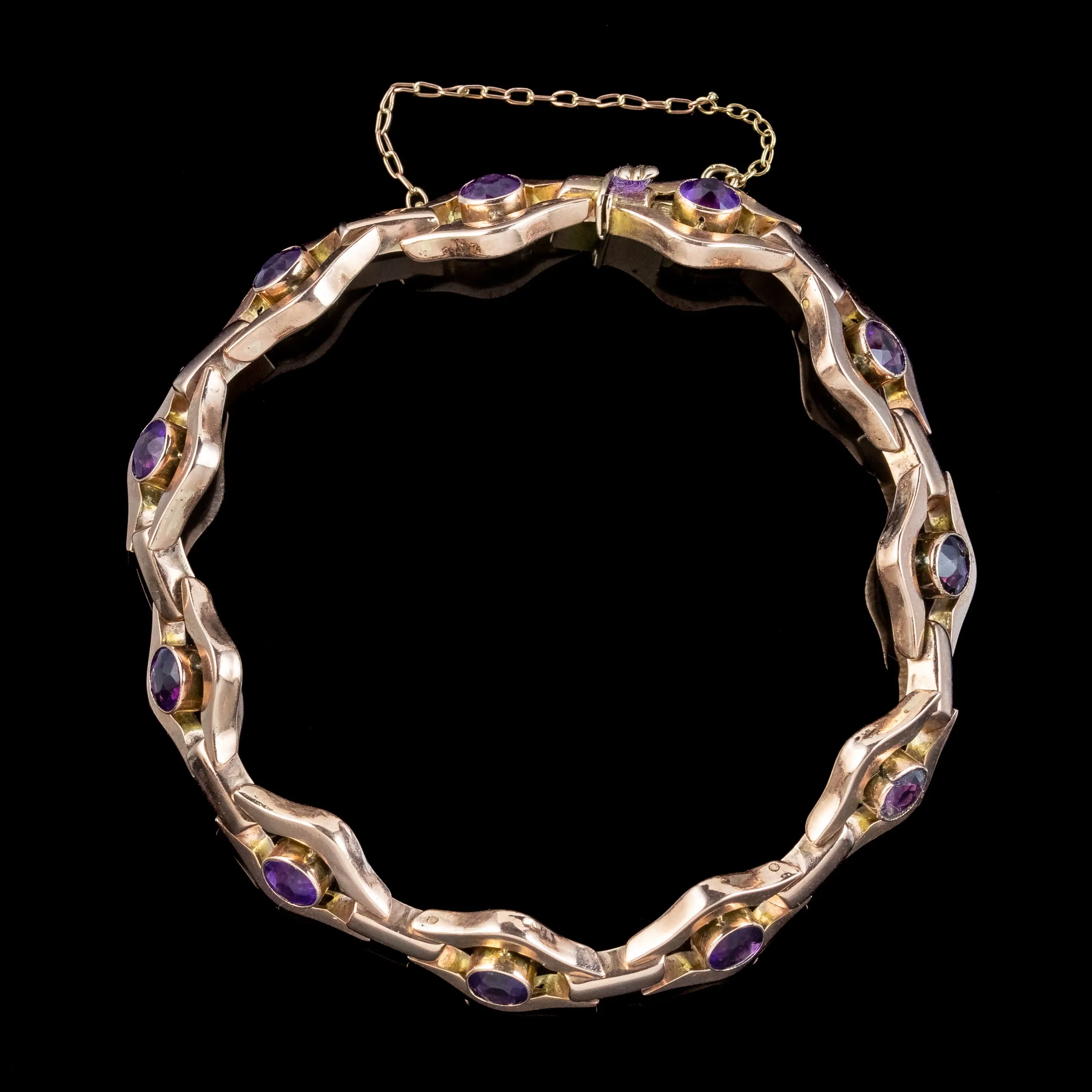 Art Deco Amethyst Bracelet 9ct Rose Gold 5.5ct Total