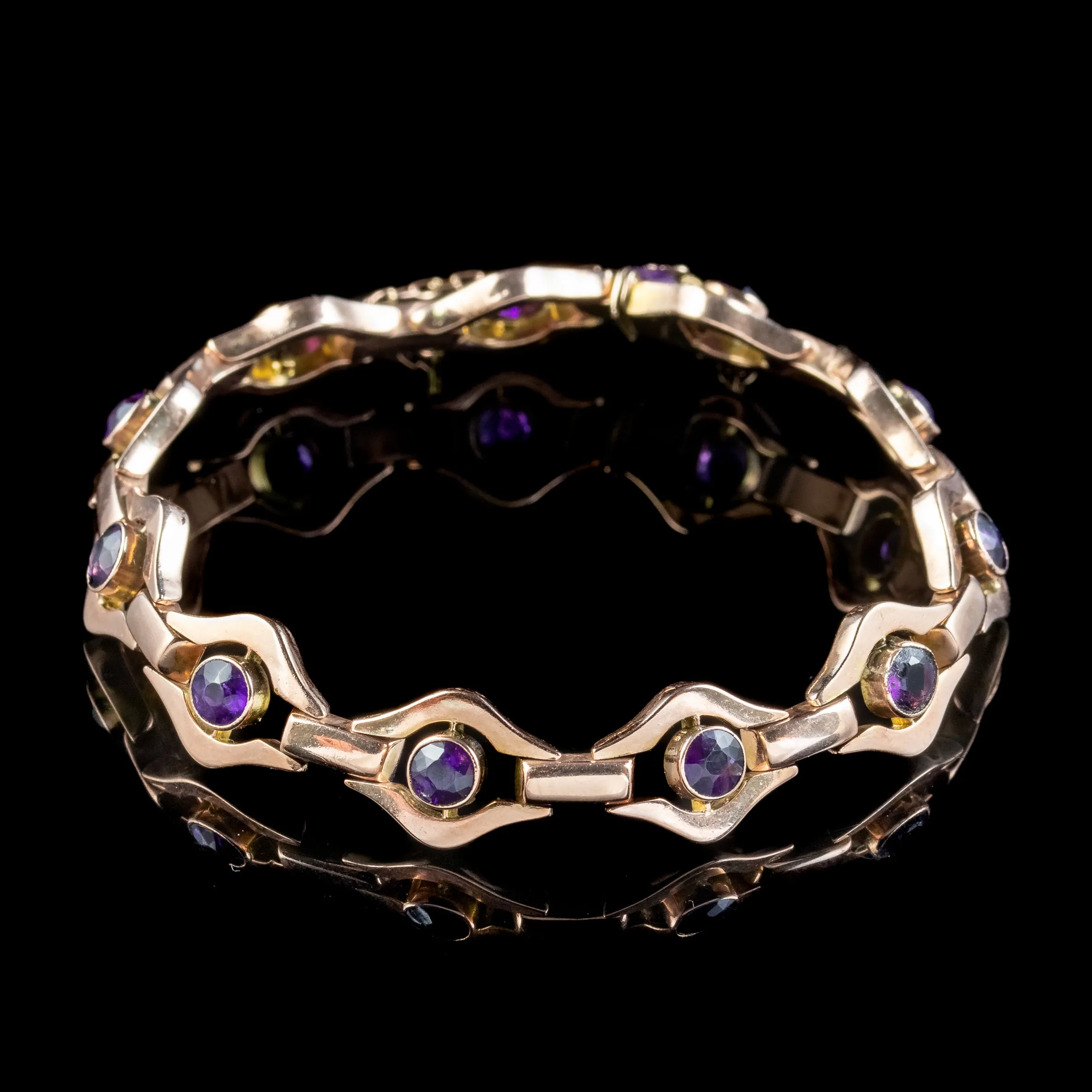 Art Deco Amethyst Bracelet 9ct Rose Gold 5.5ct Total