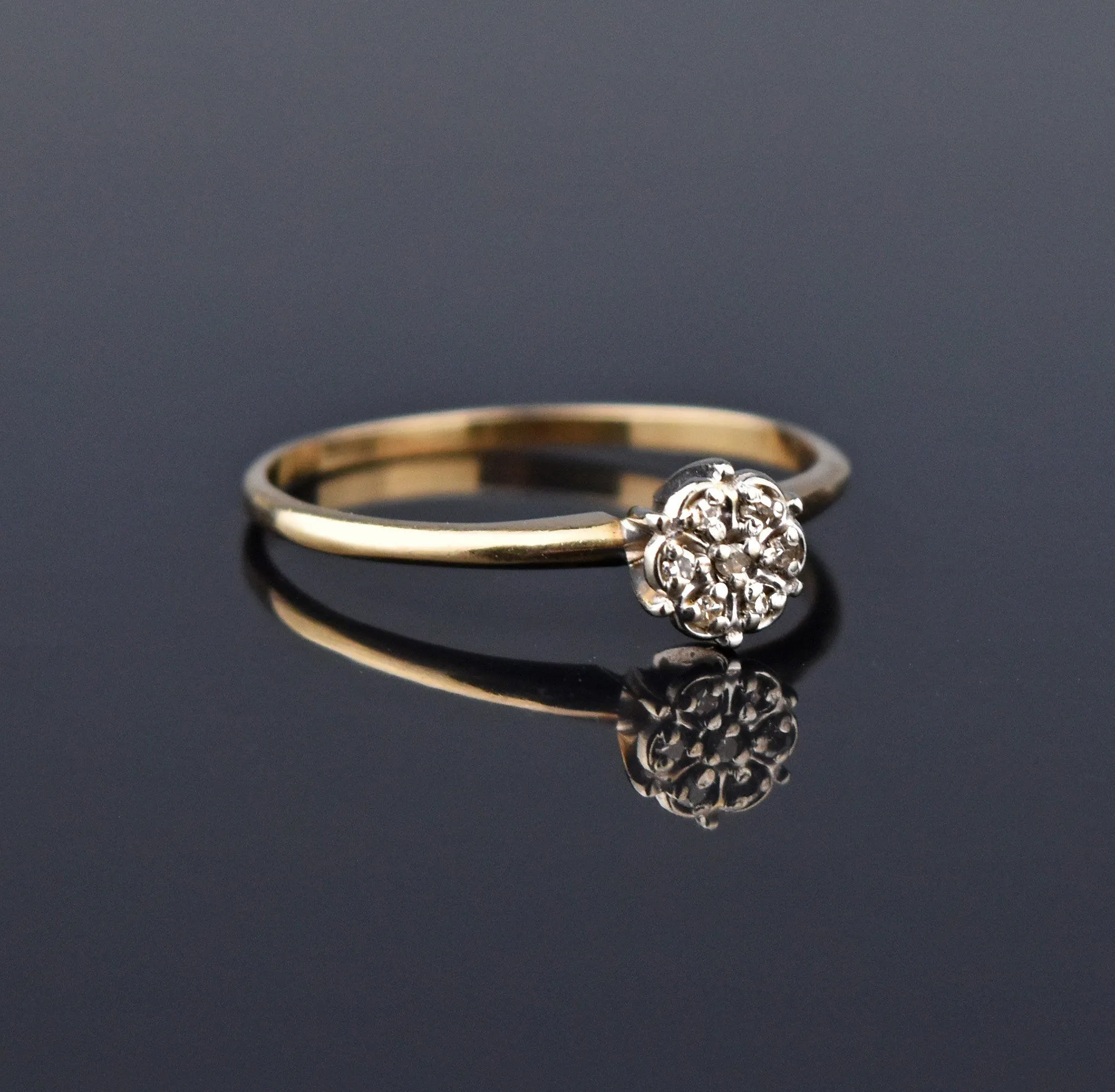 Art Deco Diamond Daisy Gold Engagement Ring