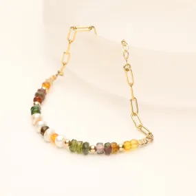 Autumn Leaves  Stone and Pearl  Bracelet