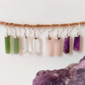 Aventurine Jade Clear Rose Quartz Amethyst Earrings