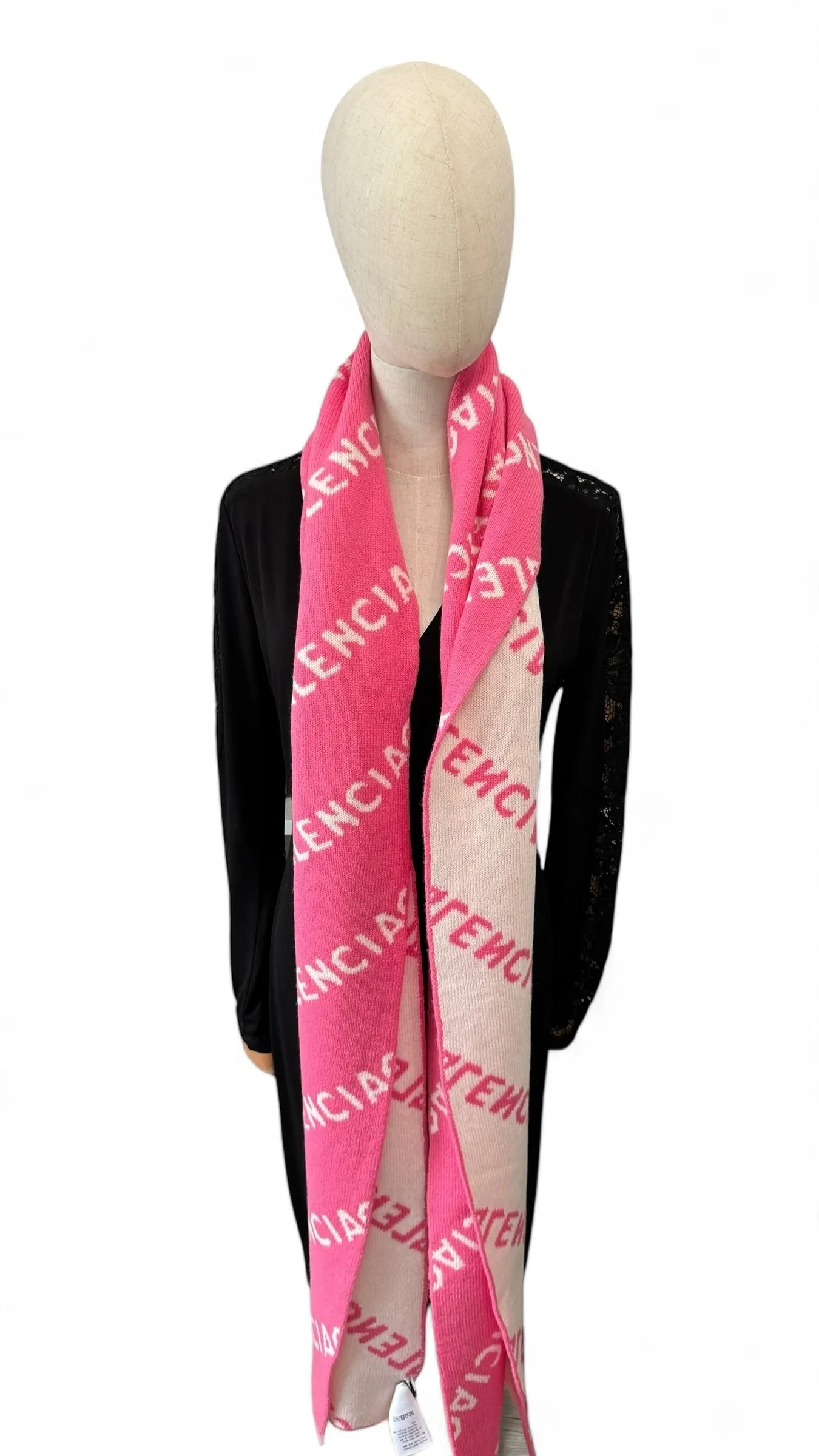 Balenciaga Allover Logo Wool Scarf