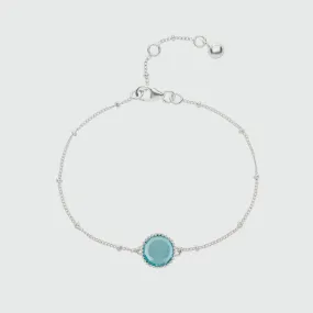 Barcelona Silver March Blue Topaz Birthstone Bracelet