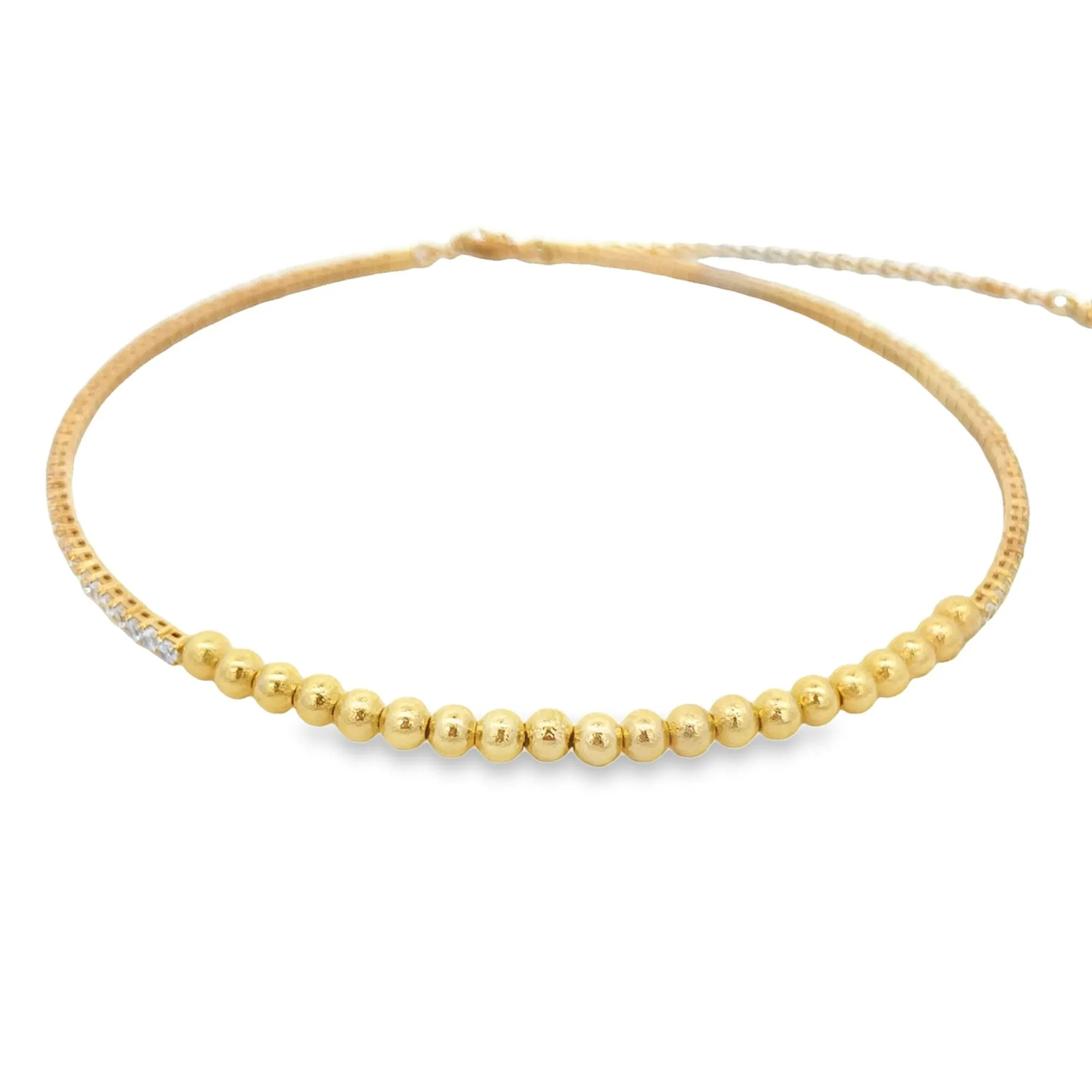 Beaded Neck Choker With Round CZ Stones (H53)