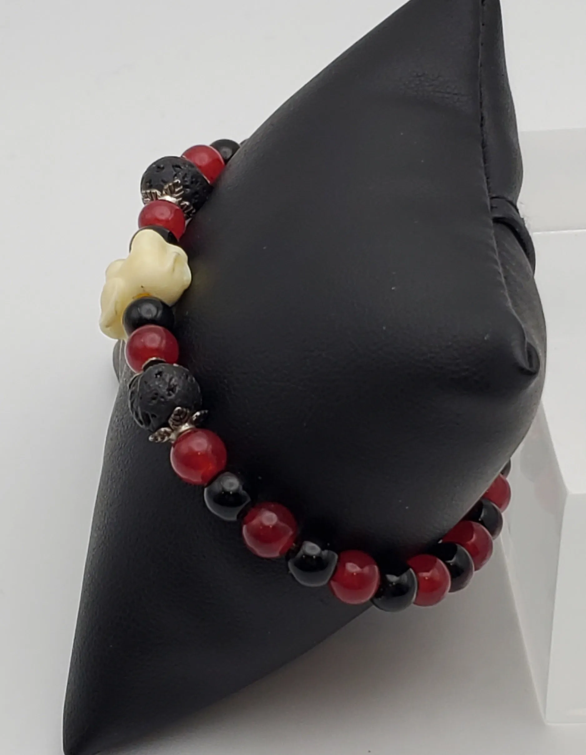 Beaded Stretch Bracelet with Elephant Charm