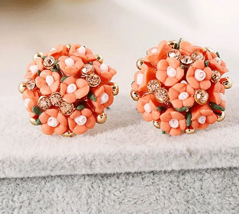 Bellina Ceramic Flowers Stud Earrings