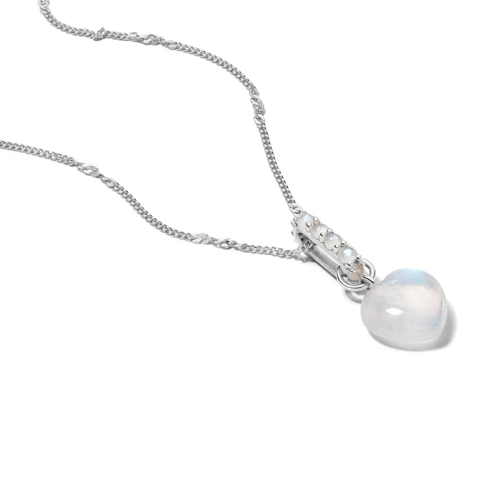 Beloved Moonstone Heart Drop Pendant Sterling Silver