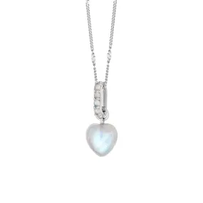 Beloved Moonstone Heart Drop Pendant Sterling Silver