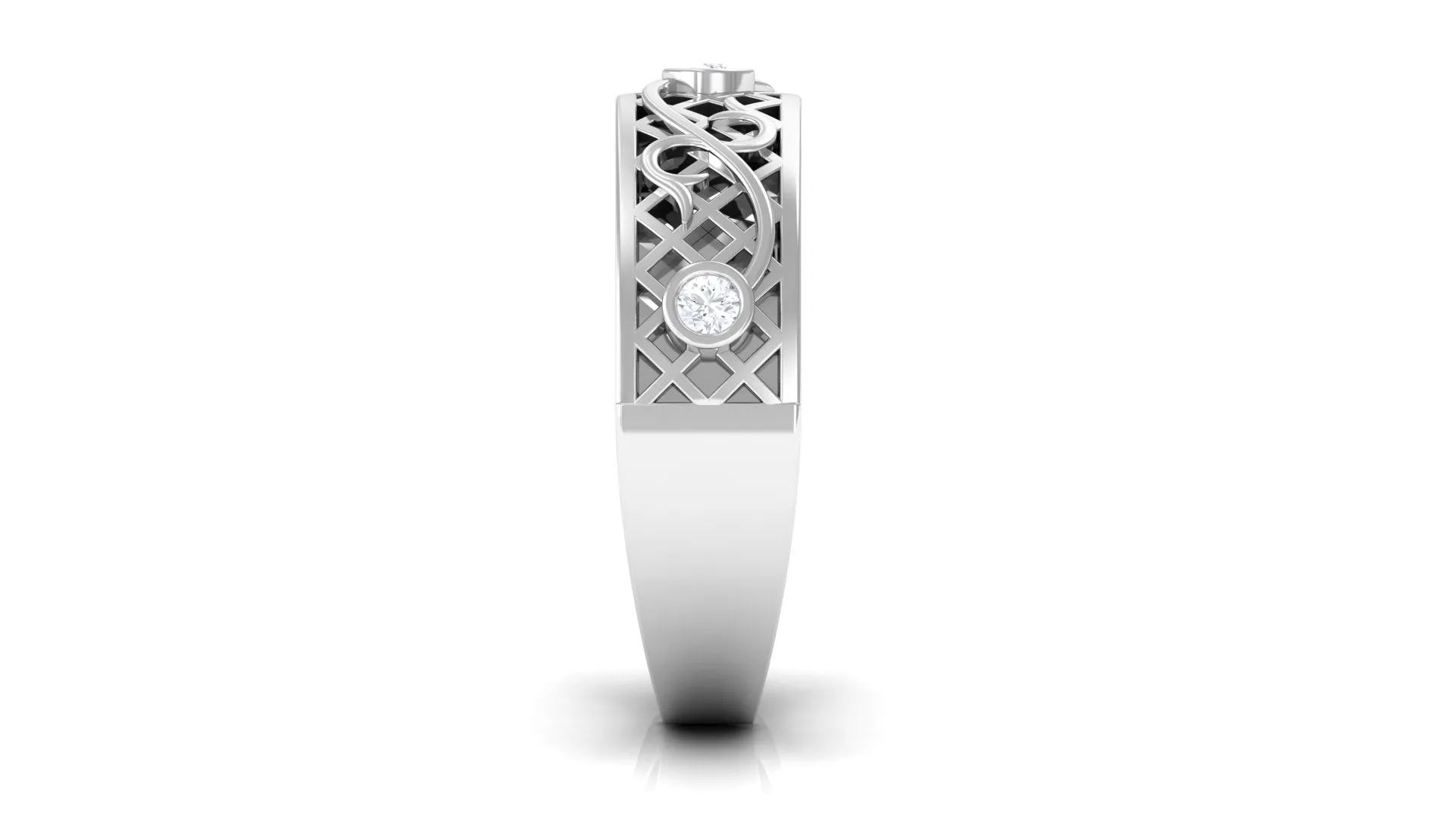 Bezel Set Round Diamond Designer Band Ring