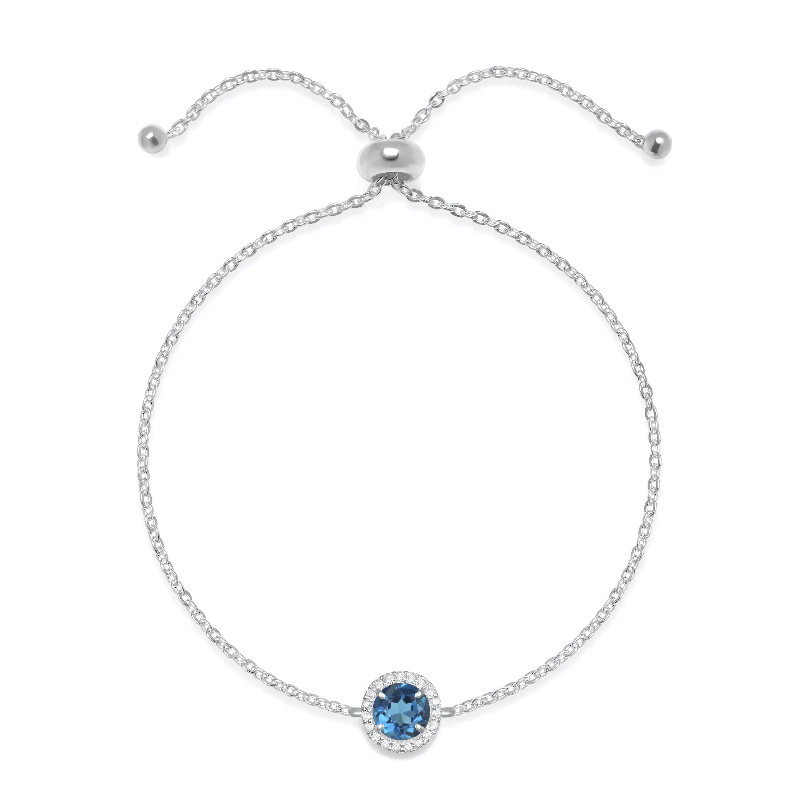 Birthstone & Diamond Bracelet- September London Blue Topaz