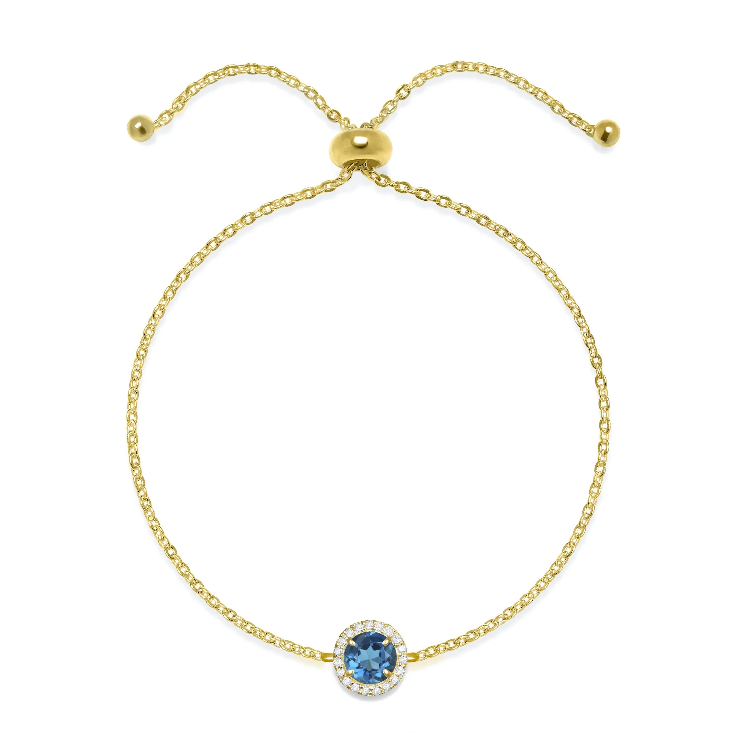 Birthstone & Diamond Bracelet- September London Blue Topaz