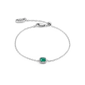 Birthstone May Bracelet Green Agate Silver