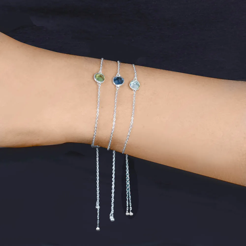 Birthstone Solitaire Bracelet- September London Blue Topaz