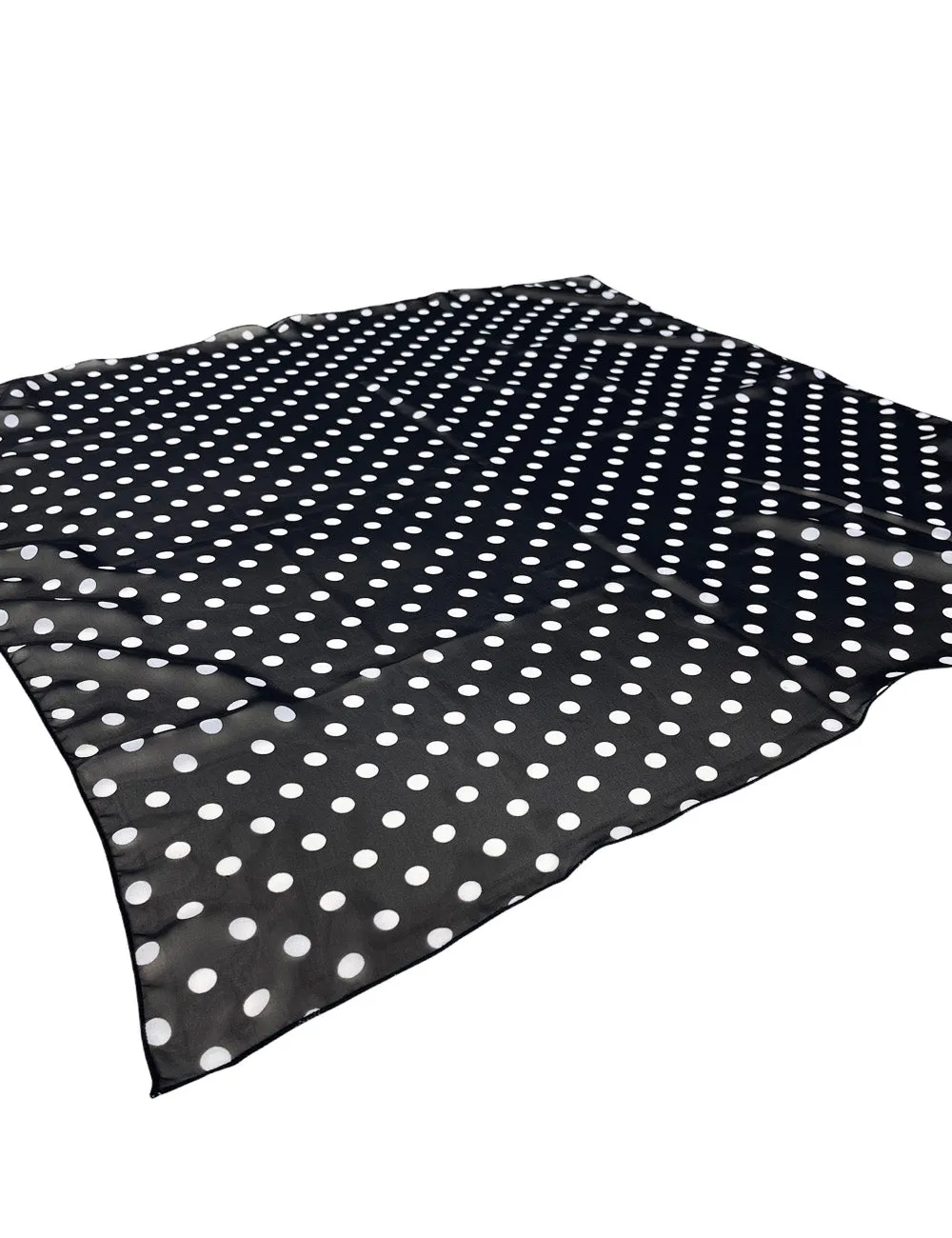 Black & White Polka Dot Large Chiffon Sheer Square Hair & Neck Scarf